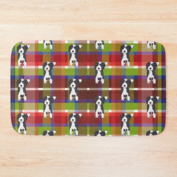 Item preview, Black and White Doodle Dog - Red Blue Green Tartan - Declan designed and sold by SterreStudio.