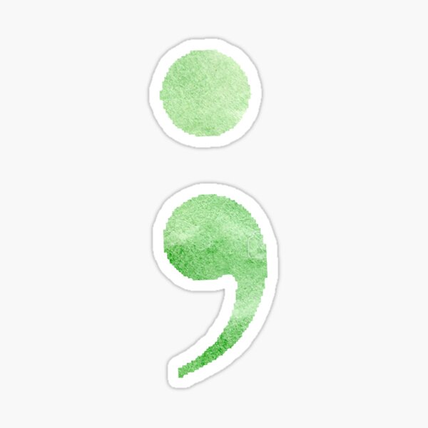 Semicolon - Green Watercolor Sticker