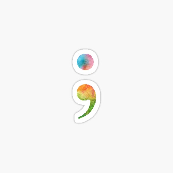 Semicolon - Rainbow Watercolor Sticker