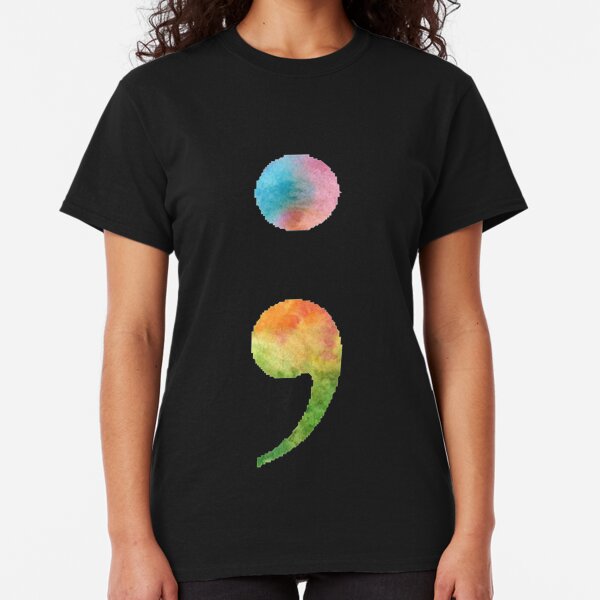 Semicolon - Rainbow Watercolor Classic T-Shirt