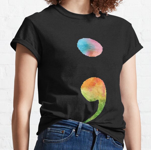 Semicolon - Rainbow Watercolor Classic T-Shirt