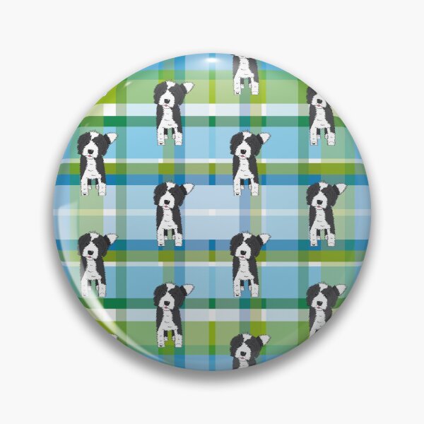 Item preview, Black and White Doodle Dog - Blue Green Tartan - Declan designed and sold by SterreStudio.