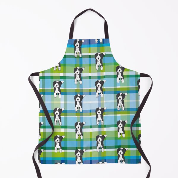 Item preview, Black and White Doodle Dog - Blue Green Tartan - Declan designed and sold by SterreStudio.