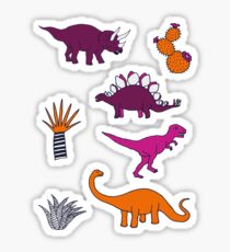 Dinosaur Desert - pink and orange on grey - fun pattern by Cecca Designs Sticker