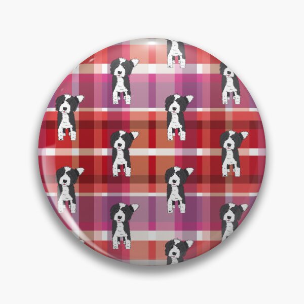 Item preview, Black and White Doodle - Red Purple Pink Tartan - Declan designed and sold by SterreStudio.