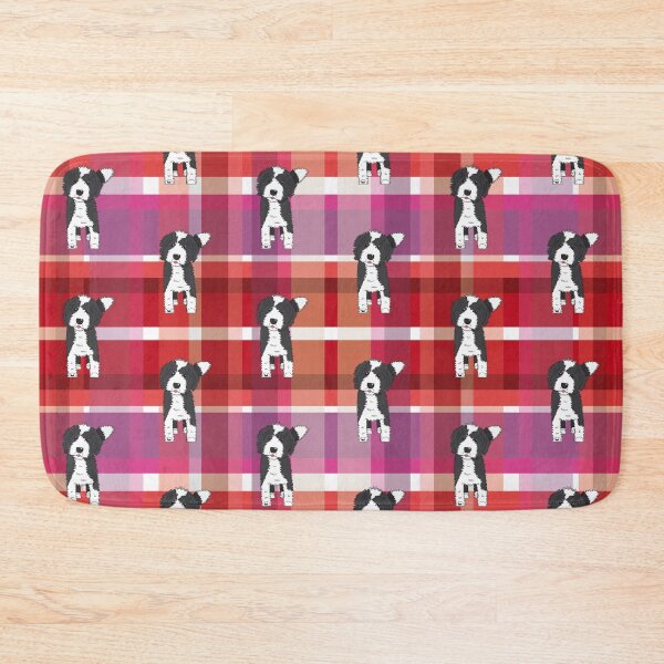 Item preview, Black and White Doodle - Red Purple Pink Tartan - Declan designed and sold by SterreStudio.