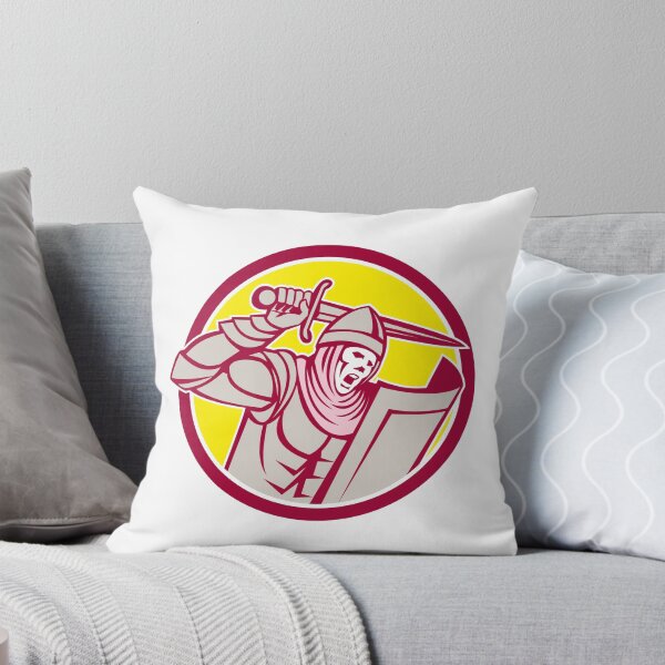 Artikelvorschau, Kreuzritter Knight mit Schwert und Schild Kreis Retro entworfen und verkauft von patrimonio.