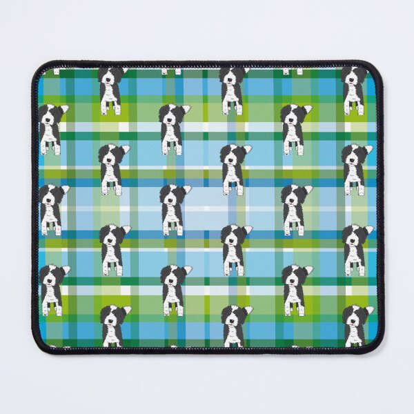 Item preview, Black and White Doodle Dog - Blue Green Tartan - Declan designed and sold by SterreStudio.