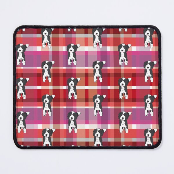 Item preview, Black and White Doodle - Red Purple Pink Tartan - Declan designed and sold by SterreStudio.