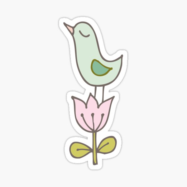 Item preview, Little bird on a flower - pretty floral bird pattern by Cecca Designs designed and sold by Cecca-Designs.