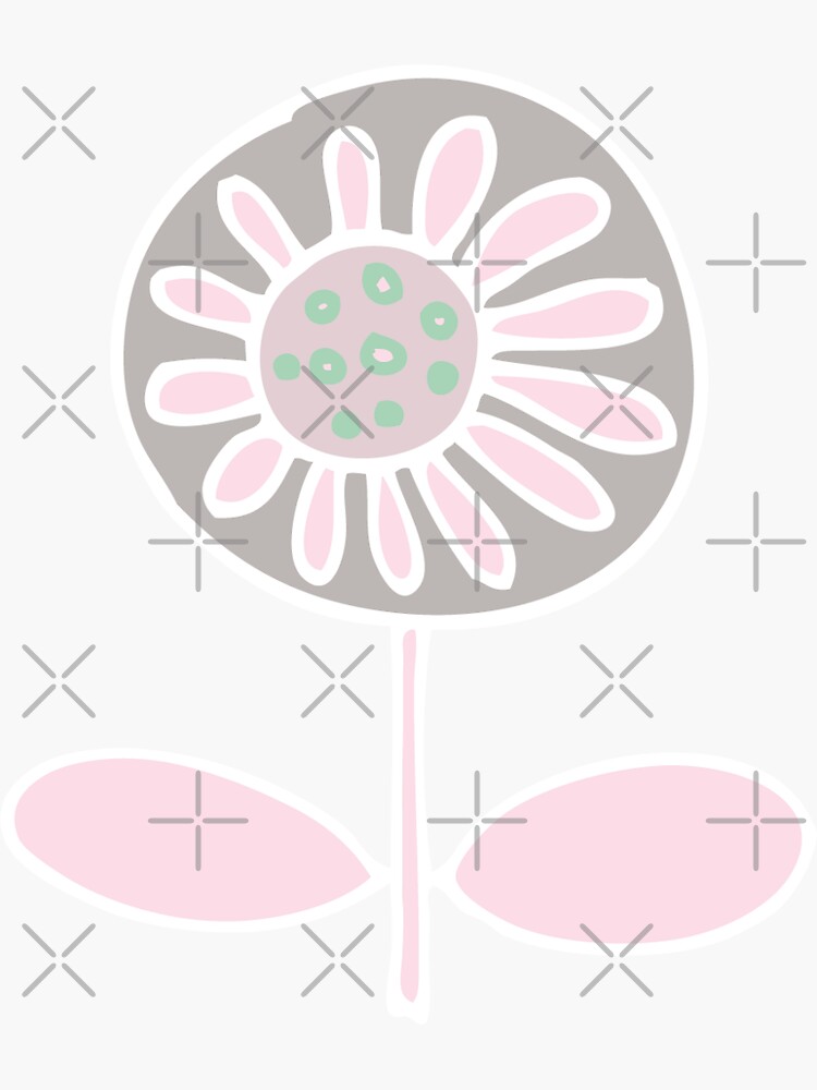 Retro flower - pink and grey - floral pattern by Cecca Designs by Cecca-Designs