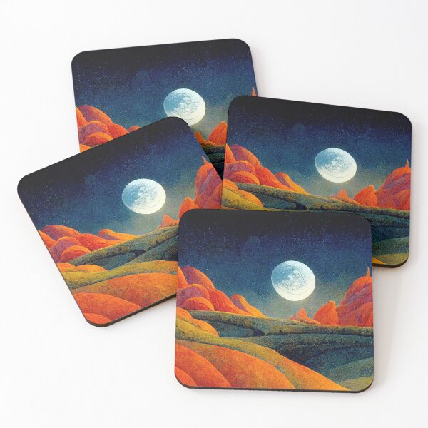 Item preview, mountain landscape on a moonlit night 4 designed and sold by Mike Kiev art.