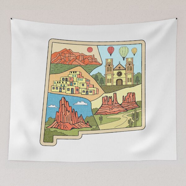Item preview, Vintage New Mexico State Map - Las Vegas Carlsbad Caverns Albuquerque Souvenir designed and sold by merchzy.