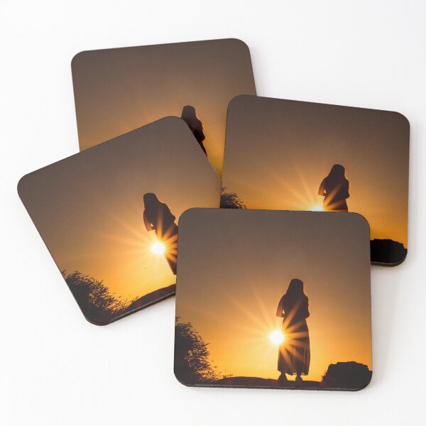 Item preview, Silhouette of woman, in sunrise, with yellow and orange colors. designed and sold by AylaHarbich.