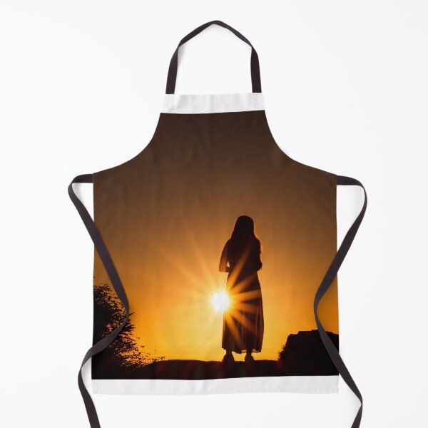 Item preview, Silhouette of woman, in sunrise, with yellow and orange colors. designed and sold by AylaHarbich.