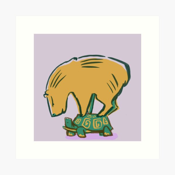 capybara on a tortoise Art Print