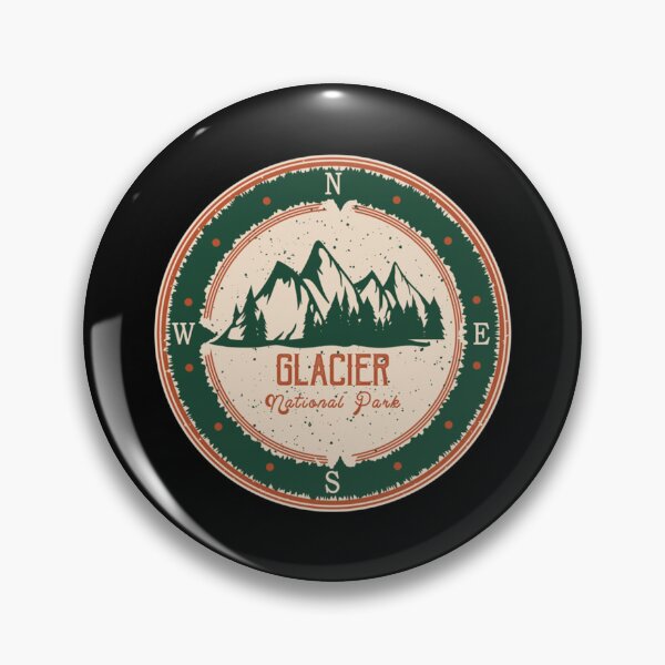 Artikelvorschau, Glacier National Park Retro-Kompasszeichen entworfen und verkauft von NileTeez.