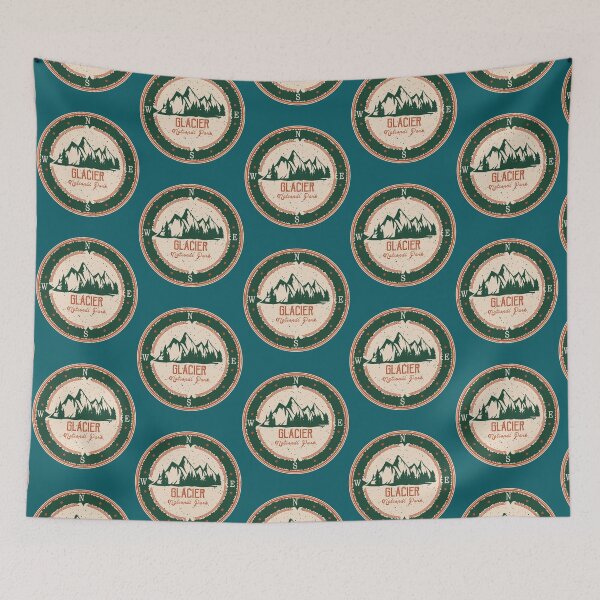 Item preview, glacier national park retro compas sign   designed and sold by NileTeez.