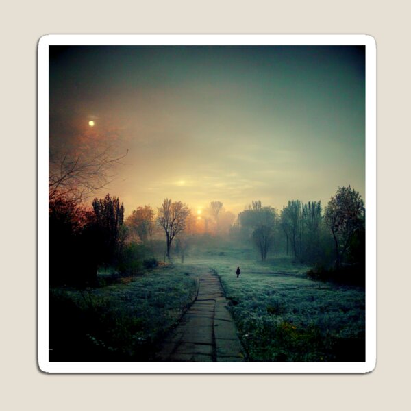 Item preview, Foggy Green Park in a Sky with Two Suns designed and sold by SingularityGeek.