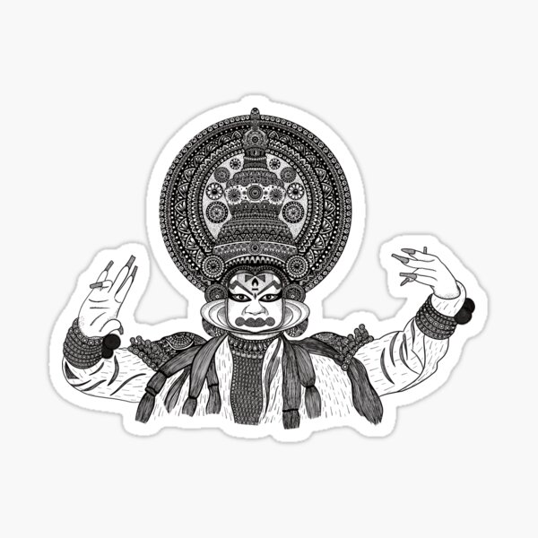Kathakali mask outline icon. Clipart image isolated on white background.  Stock Vector | Adobe Stock