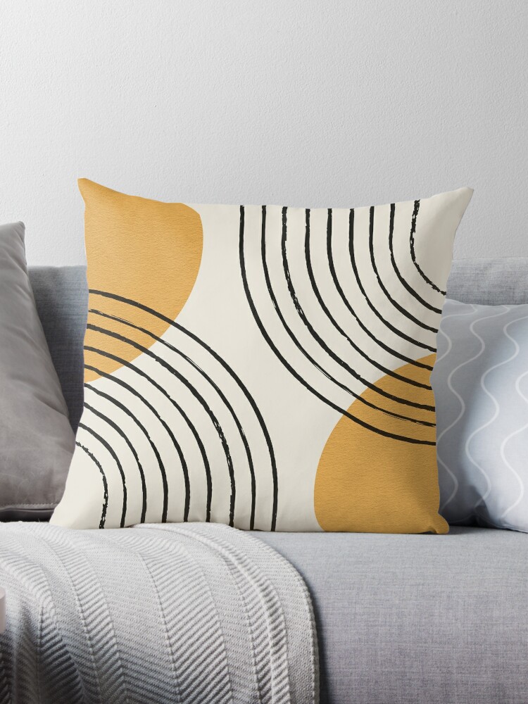 Large Black Yellow Modern Pillows, Modern Throw Pillows for Couch