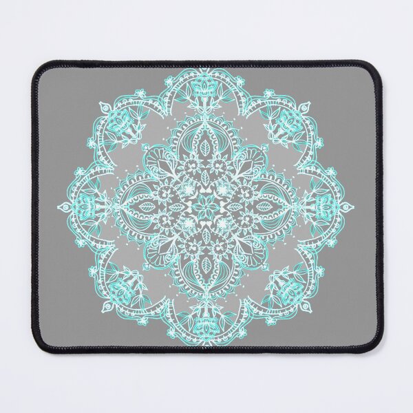 Item preview, Teal and Aqua Lace Mandala on Grey designed and sold by micklyn.