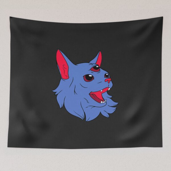 Item preview, Occult Three Eyed Demon Cat Blue Red designed and sold by everything4eva.
