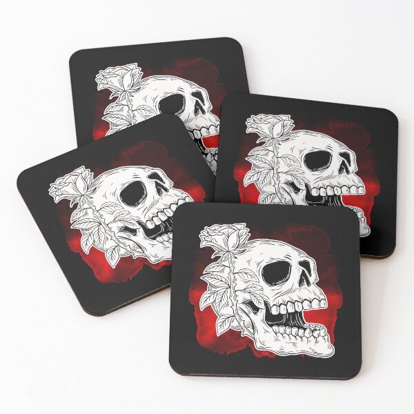 Item preview, Skull with Rose with a Bleeding Background designed and sold by ArtOfStars.