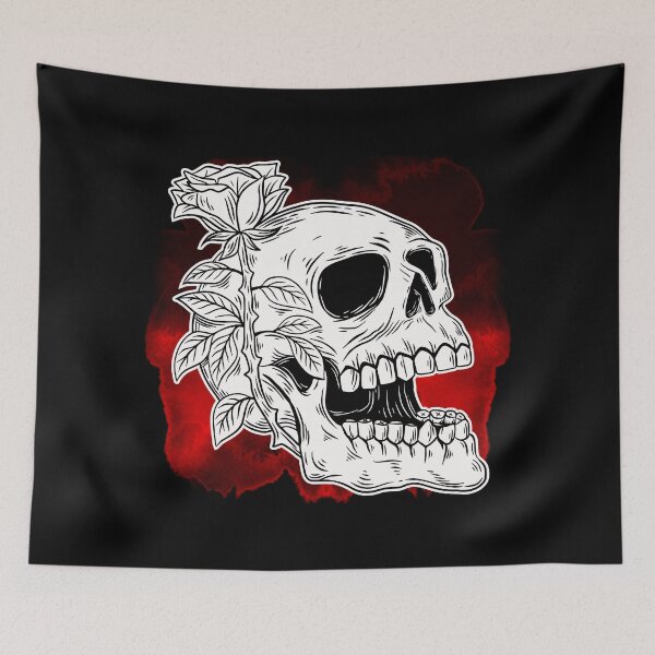 Item preview, Skull with Rose with a Bleeding Background designed and sold by ArtOfStars.