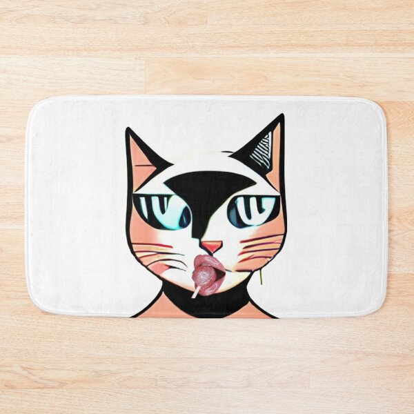 Item preview, funny cat face with lollipop lips designed and sold by cocomelon168.