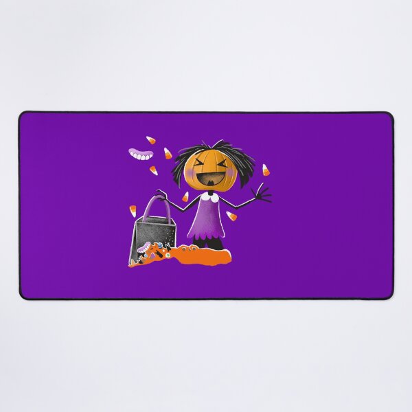 Item preview, Jill o lantern Pumpkin head eating candy from a black candy bag designed and sold by jasmineberry.