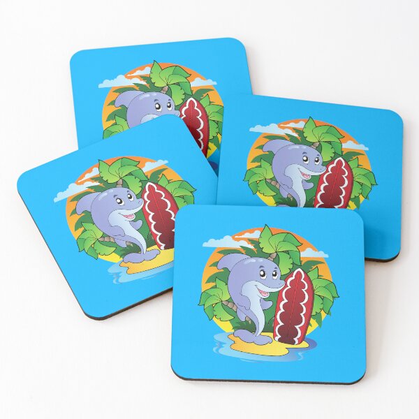 Item preview, Cartoon Dolphin as Surfer - Funny designed and sold by NUKMARKUS.