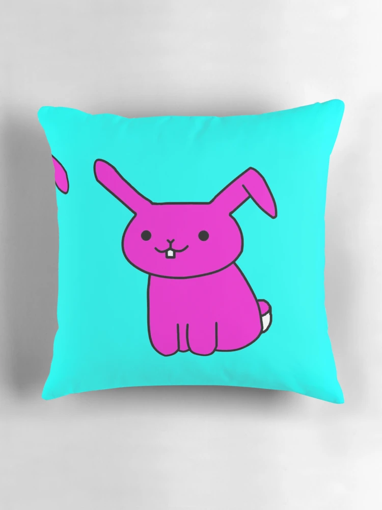 Thumbnail 3 of 4, Pillow, Cartoon Rabbit Pink Blue Pattern designed and sold by Flowchart.