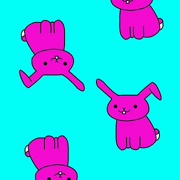 Artwork thumbnail, Cartoon Rabbit Pink Blue Pattern by Flowchart