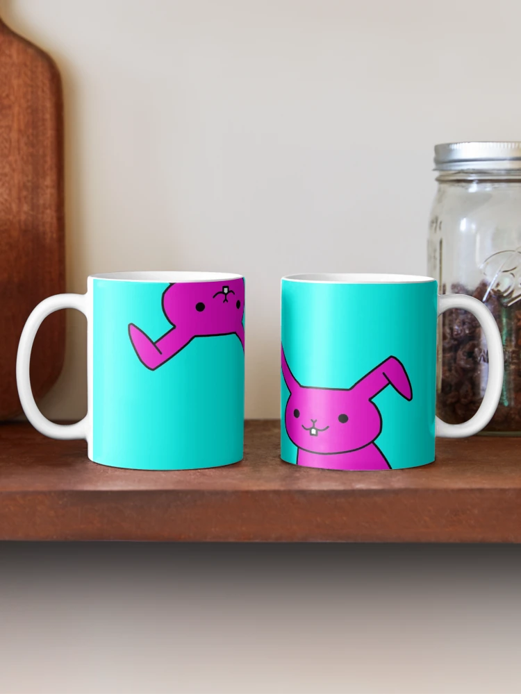 Thumbnail 2 of 6, Coffee Mug, Cartoon Rabbit Pink Blue Pattern designed and sold by Flowchart.