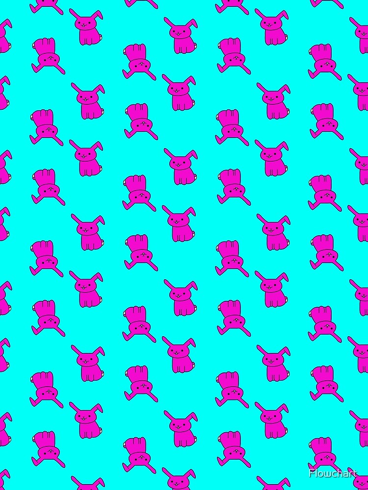 Thumbnail 3 of 3, Scarf, Cartoon Rabbit Pink Blue Pattern designed and sold by Flowchart.