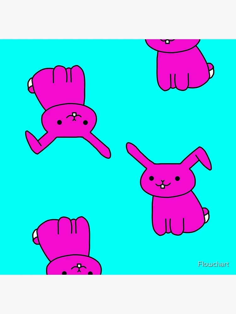 Thumbnail 5 of 5, Acrylic Block, Cartoon Rabbit Pink Blue Pattern designed and sold by Flowchart.