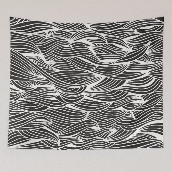 Item preview, Waves – White Ink on Black designed and sold by Cat Coquillette.