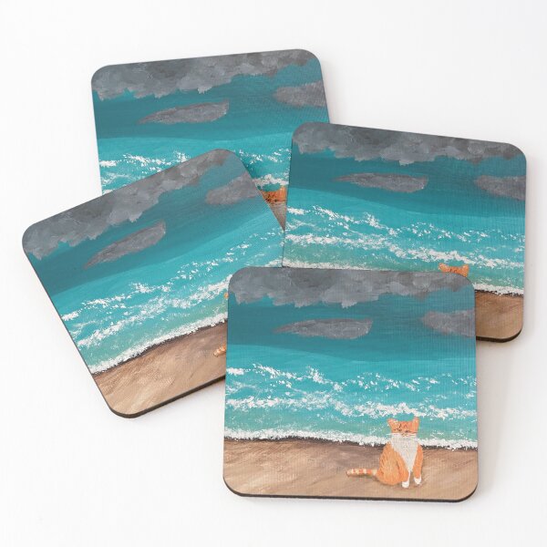 Item preview, Orange Tabby cat on the beach designed and sold by catladyjoy.