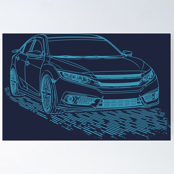 Item preview, JDM Civic Lineart Blueprint designed and sold by JDM Guyvit.