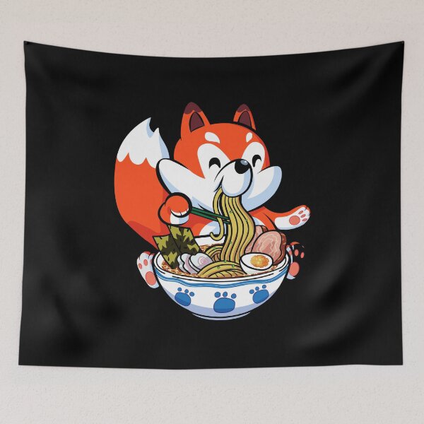 Item preview, Fox Eating Ramen - Funny designed and sold by Pixelish.