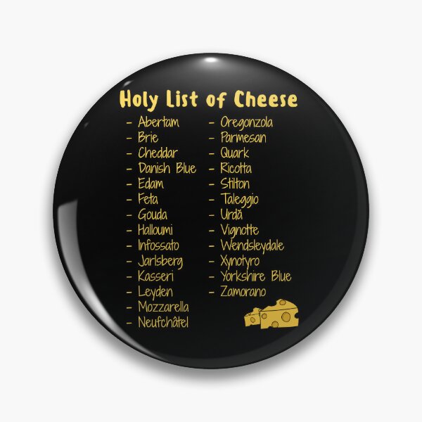Item preview, A-Z Holy List of Cheese designed and sold by CheesyPetDesign.