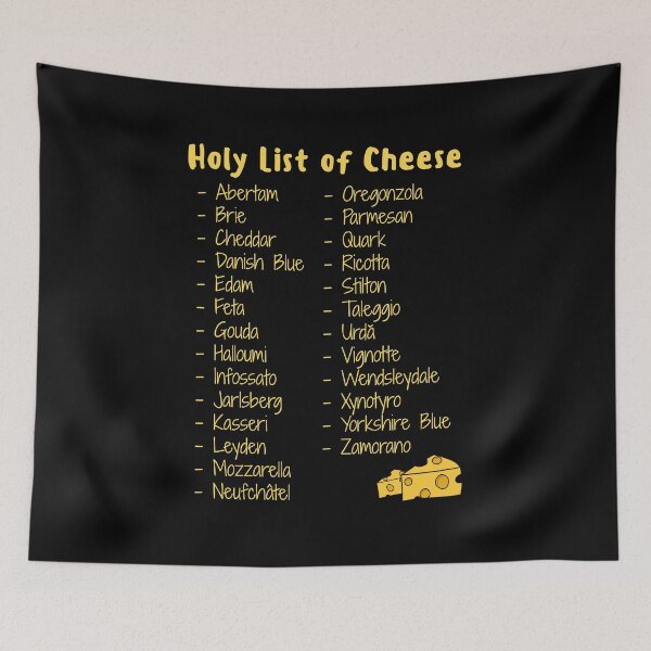 Item preview, A-Z Holy List of Cheese designed and sold by CheesyPetDesign.