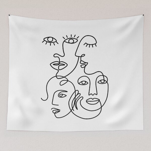 Item preview, 4 Ethnic Women One Line Art Drawing / white designed and sold by SoccaTamam.