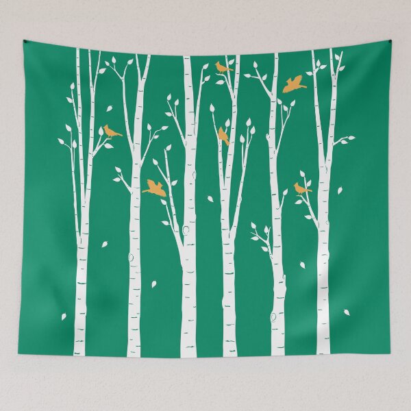 Item preview, White birch trees and birds designed and sold by Bicone.