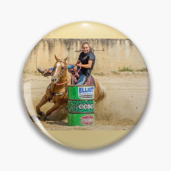 Item preview, Barrel racer rounding a barrel designed and sold by Joe Saladino.