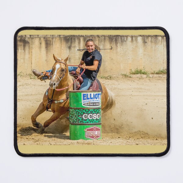 Item preview, Barrel racer rounding a barrel designed and sold by Joe Saladino.