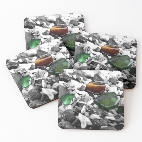 Item preview, Beach Glass Green and Brown on Black and White Pebbles and Seashells Beachcore Beach Aesthetic Beachy Vibes designed and sold by Beachy.