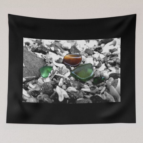 Item preview, Beach Glass Green and Brown on Black and White Pebbles and Seashells Beachcore Beach Aesthetic Beachy Vibes designed and sold by Beachy.