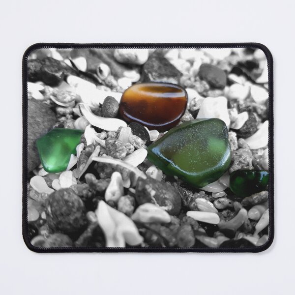 Item preview, Beach Glass Green and Brown on Black and White Pebbles and Seashells Beachcore Beach Aesthetic Beachy Vibes designed and sold by Beachy.